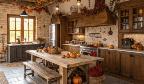 مطبخ بمظهر ريفي عصري