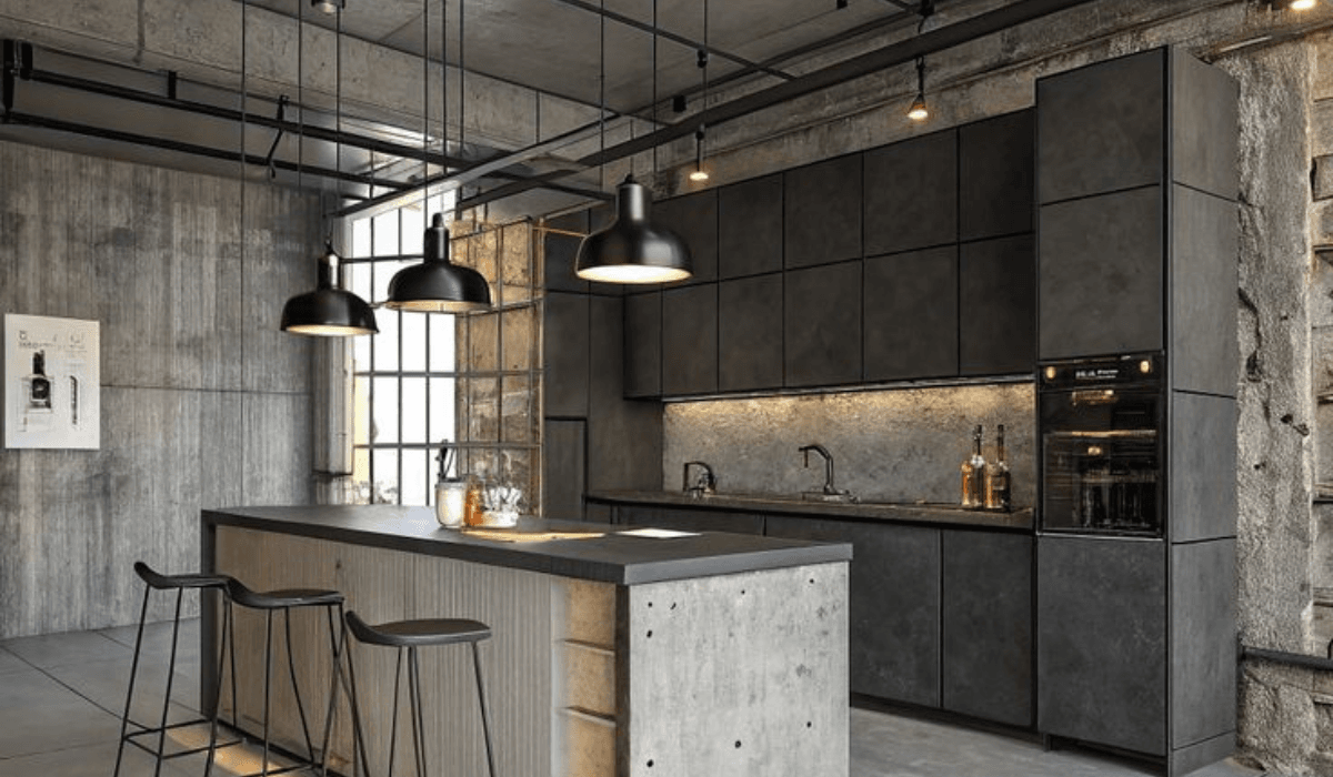 مطبخ بواجهات إسمنتية