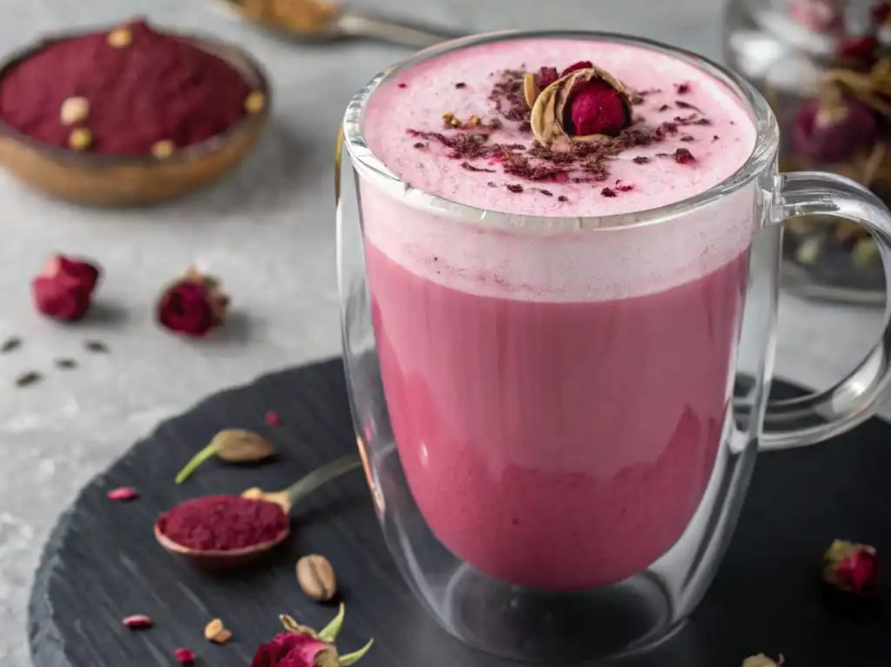 وصفة بينك لاتيه تحوّل أجواء عيد الحب في المنزل إلى لحظة رومانسية