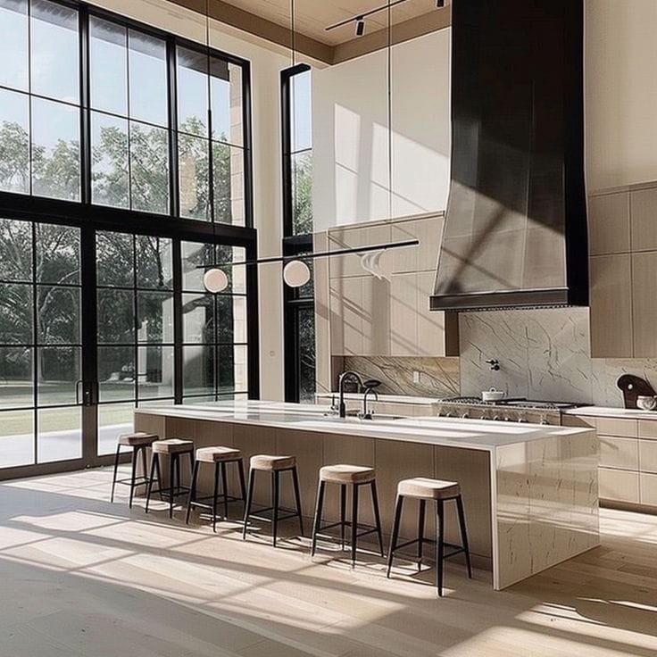 مطبخ بتصميم جزيرتين عمليتين سيغيّر مفهومك عن الراحة والفخامة