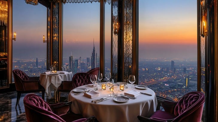 رفاهية الموائد الفاخرة في أجنحة السكاي لاين الملكية